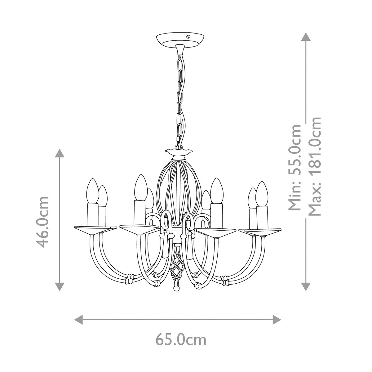 Aegean 8-Light Vintage Antique Chandelier in Polished Brass Finish