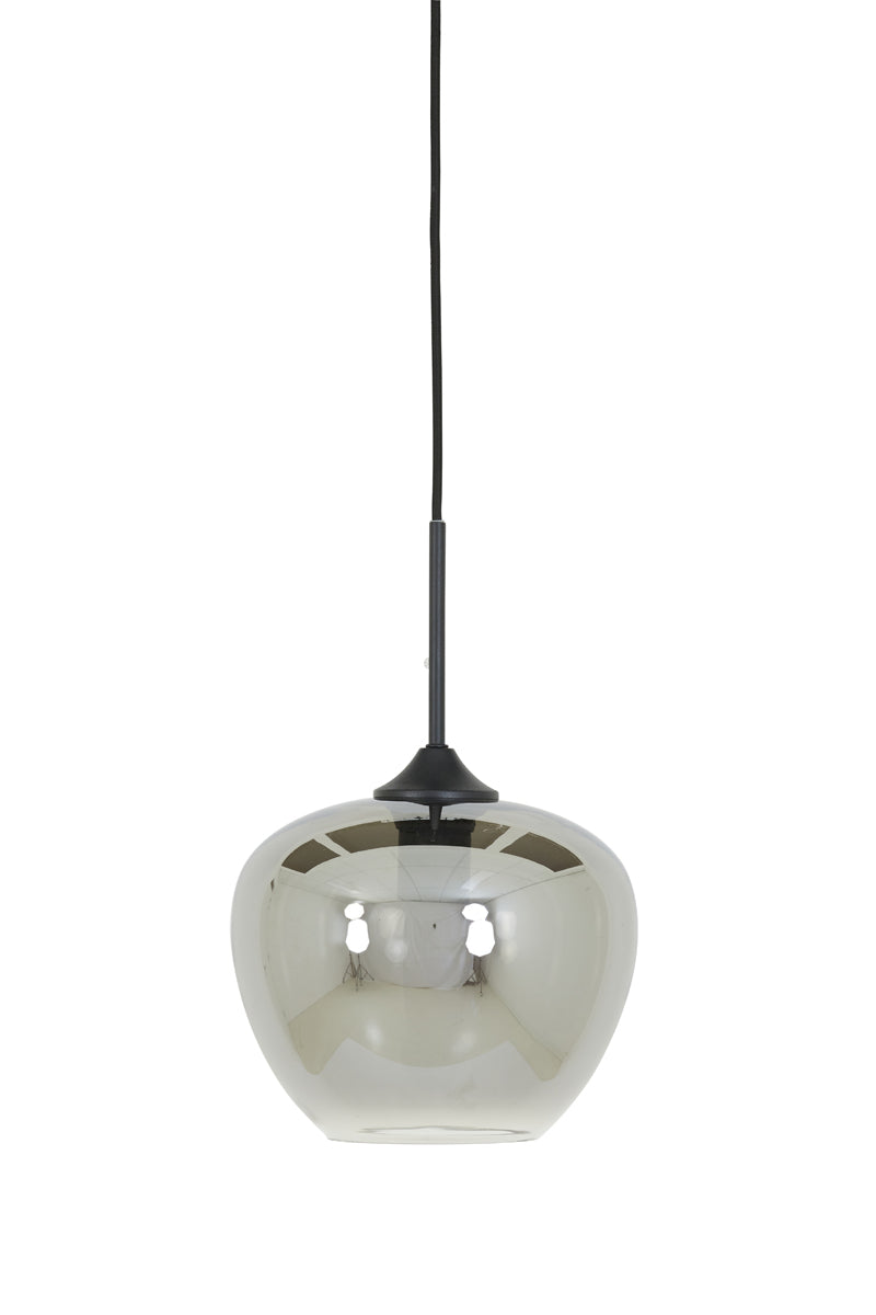 Mayson Pendant Light - Smoked Glass & Matte Black Finish (23x18 cm)