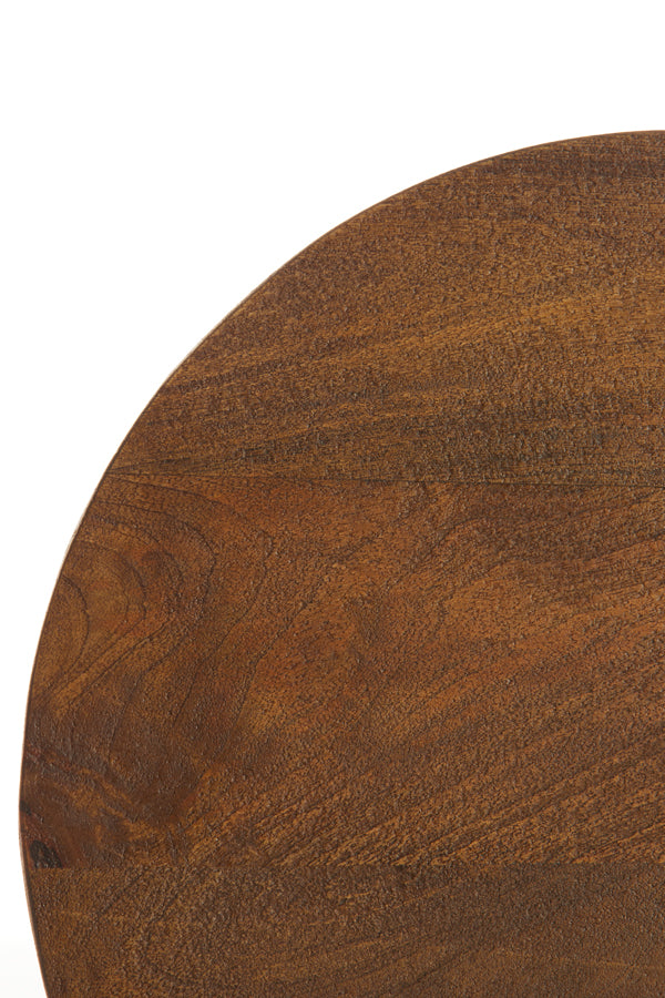 Round 50cm Mango Wood Side Table in Rich Brown Finish