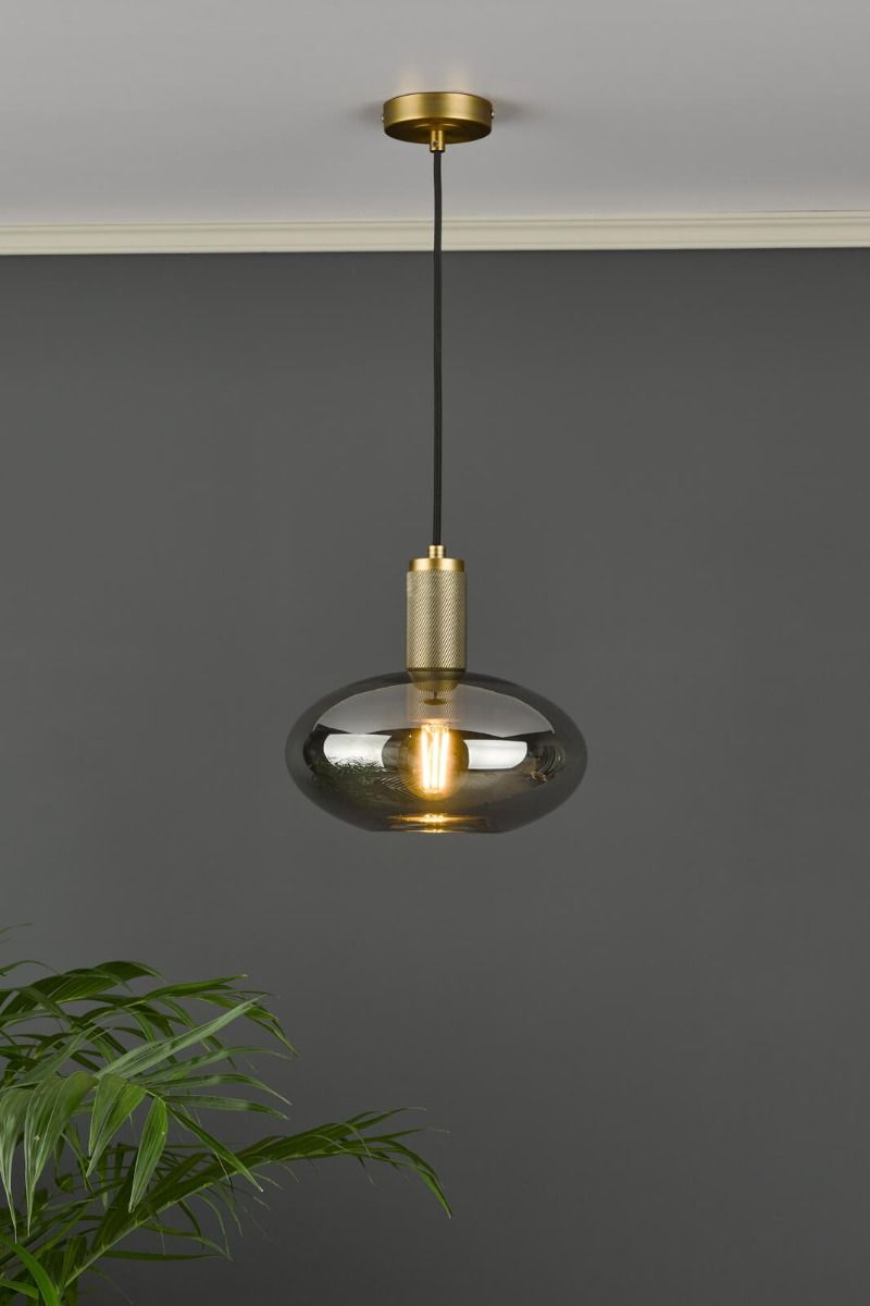 Aiden Easy Fit Pendant Smoked Glass