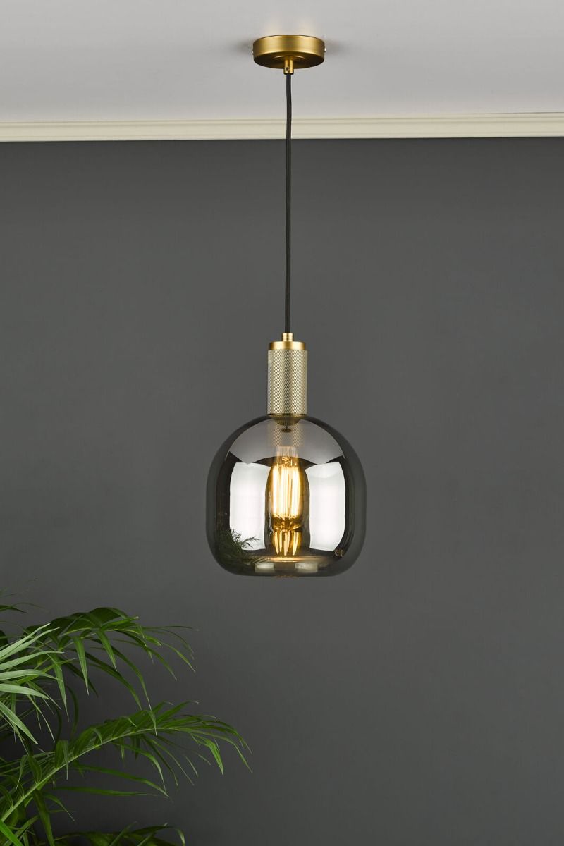 Aiden Easy Fit Pendant Smoked Glass