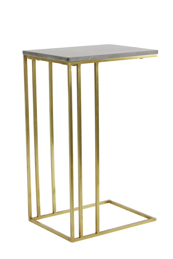 Elegant Side Table with Roshan Brown Marble and Antique Bronze Finish, 41x31x66 cm