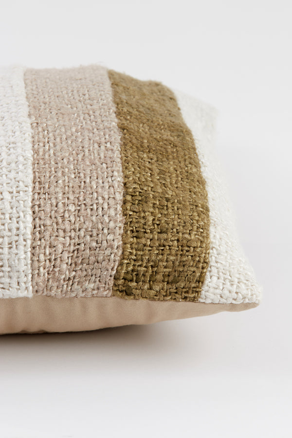 Title: Elegant Surrey Cushion 45x45 cm in White, Green, and Beige Tones