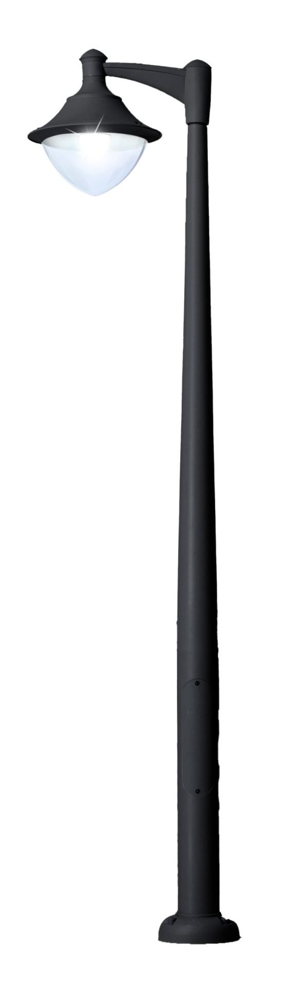 Vivi 400 Akille 3500 MidiPilar 1L 30W E27 HighPower LED 4000K Assembled, Modern Post Lantern, Black/Clear
