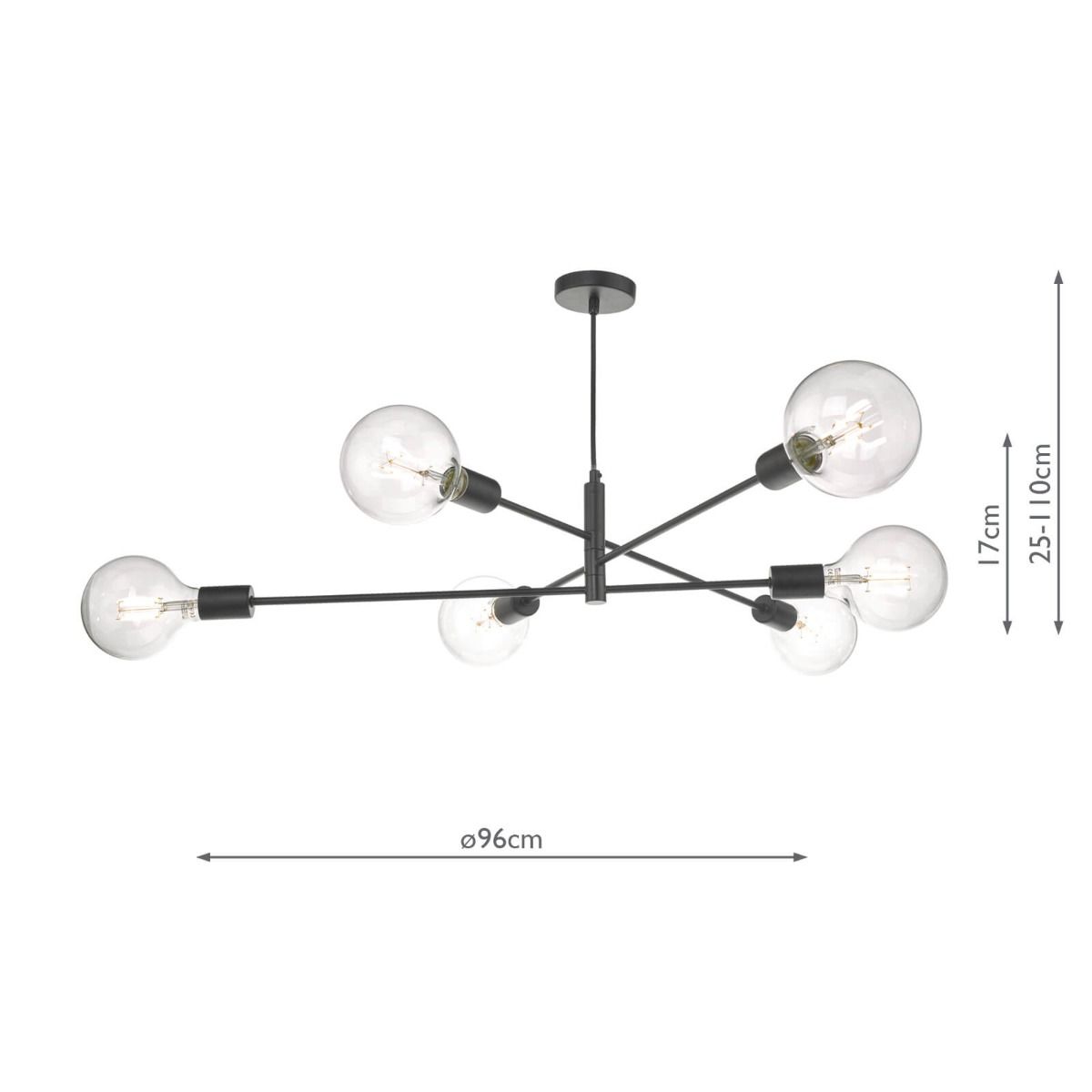 Alana 6 Light Pendant Black
