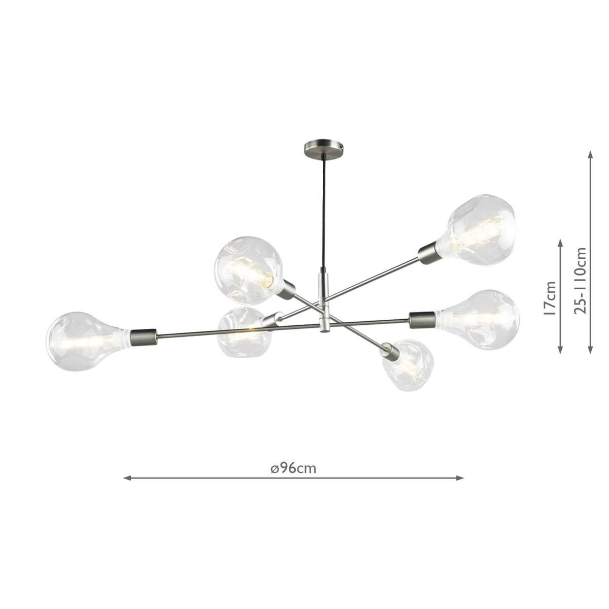 Alana 6 Light Pendant Satin Chrome