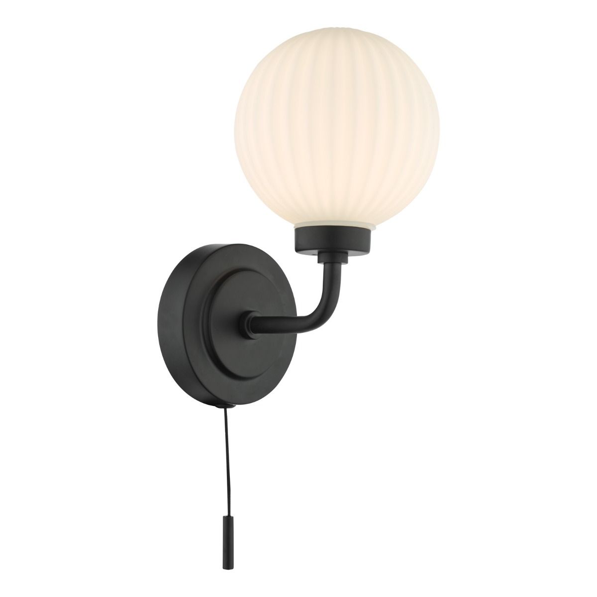 Alrik Bathroom Wall Light Matt Black Opal Glass IP44