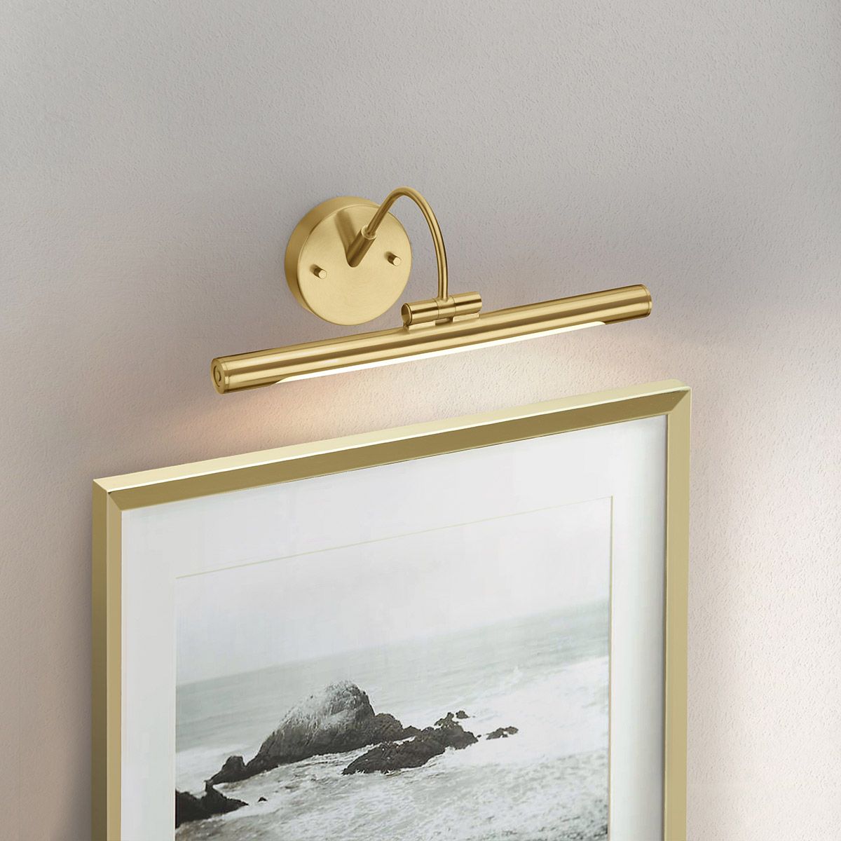Alton Sleek Brushed Brass LED Picture Light, 38cm