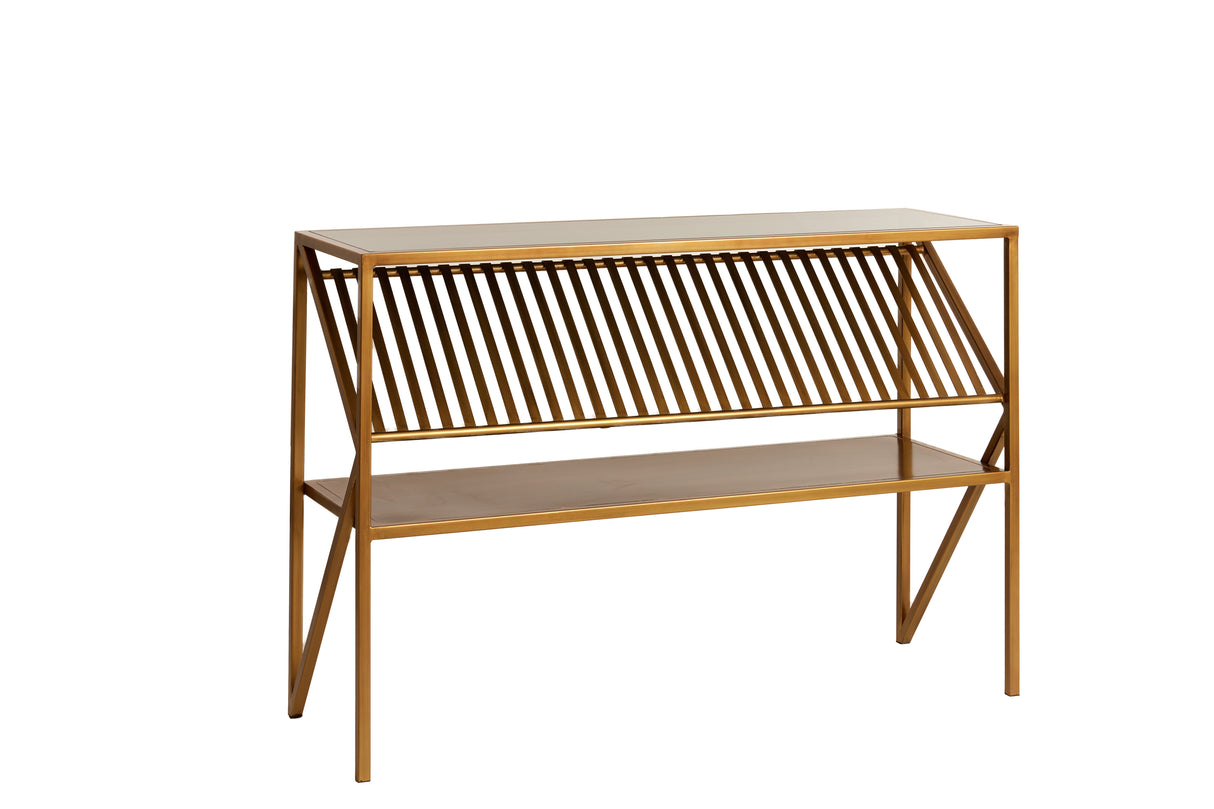 Ezra Console Table 120x40x80 cm - Smoked Glass & Antique Bronze Finish