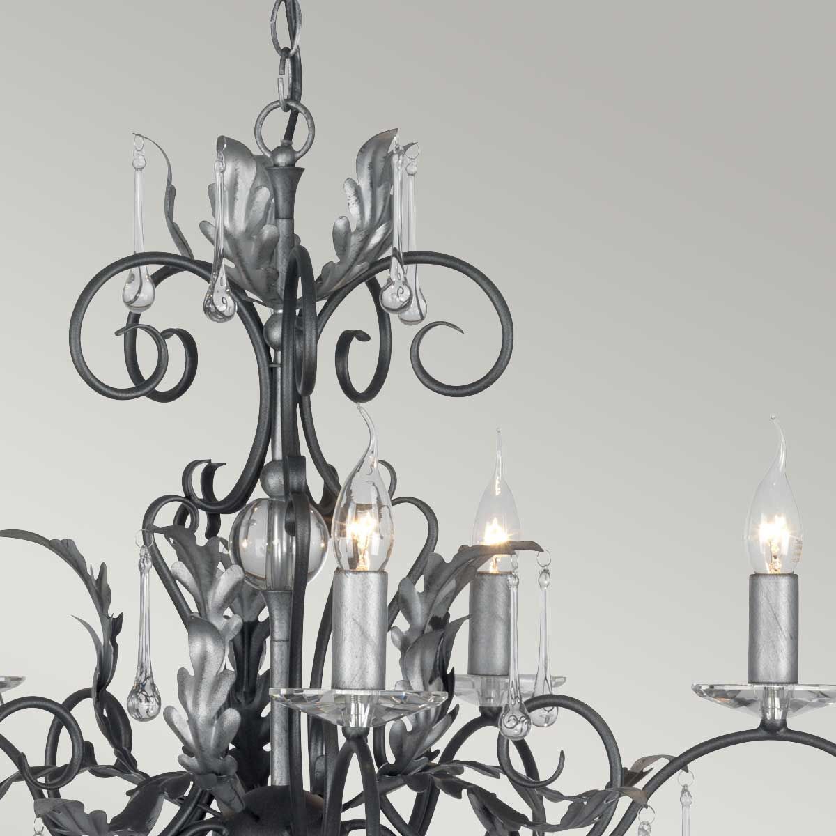 Black and Silver 15 Light Amarilli Chandelier with Glass Accents