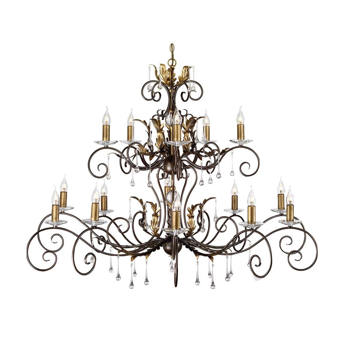 Amarilli Grand Bronze Chandelier with Clear Glass Accents