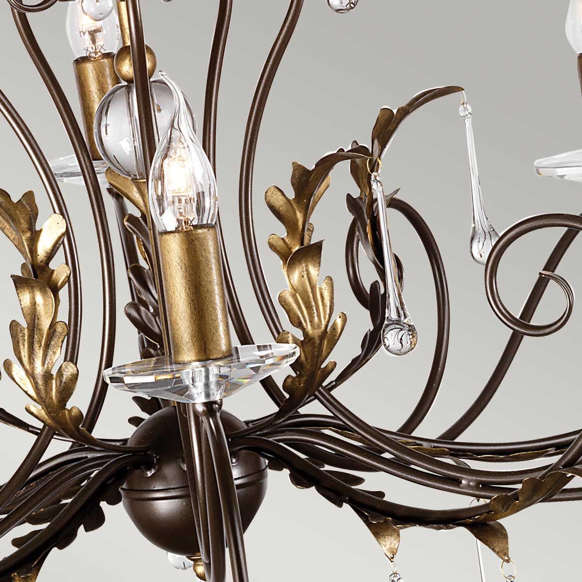 Amarilli Grand Bronze Chandelier with Clear Glass Accents