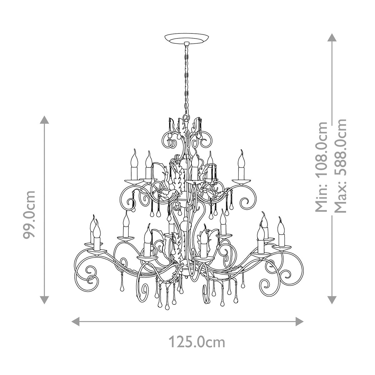 Amarilli Grand Bronze Chandelier with Clear Glass Accents