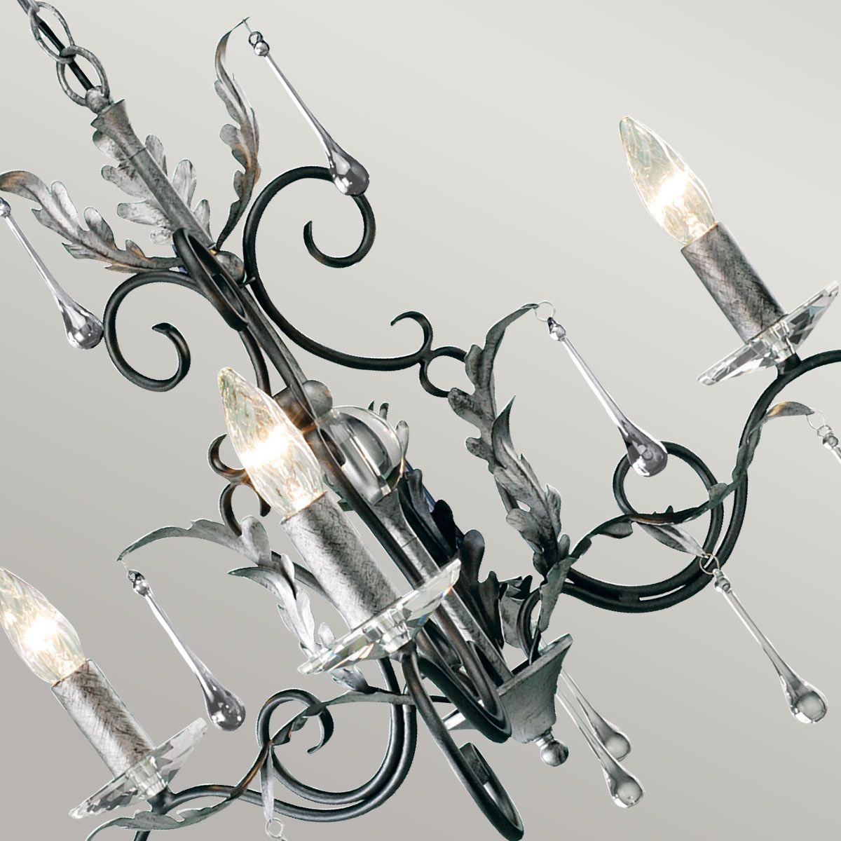 Amarilli Black and Silver Vintage Gothic 3-Light Chandelier