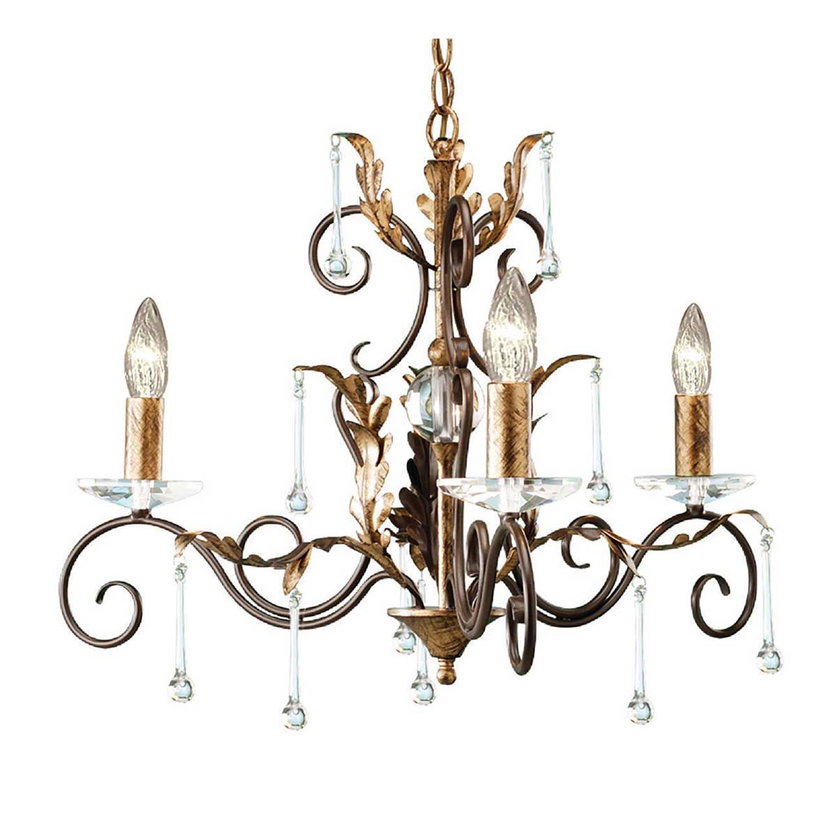 Bronze and Gold Gothic Elegance: Amarilli 3-Light Antique Chandelier