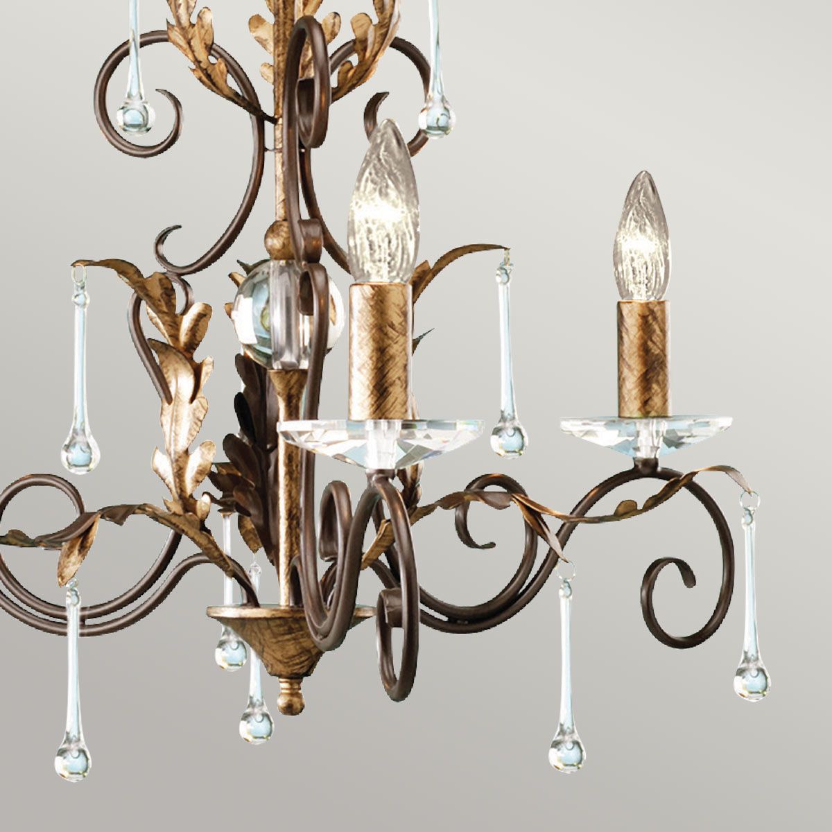 Bronze and Gold Gothic Elegance: Amarilli 3-Light Antique Chandelier