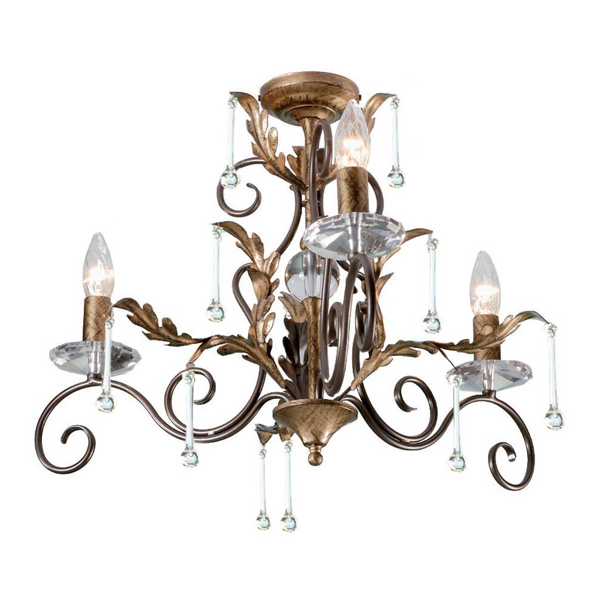Bronze and Gold Gothic Elegance: Amarilli 3-Light Antique Chandelier