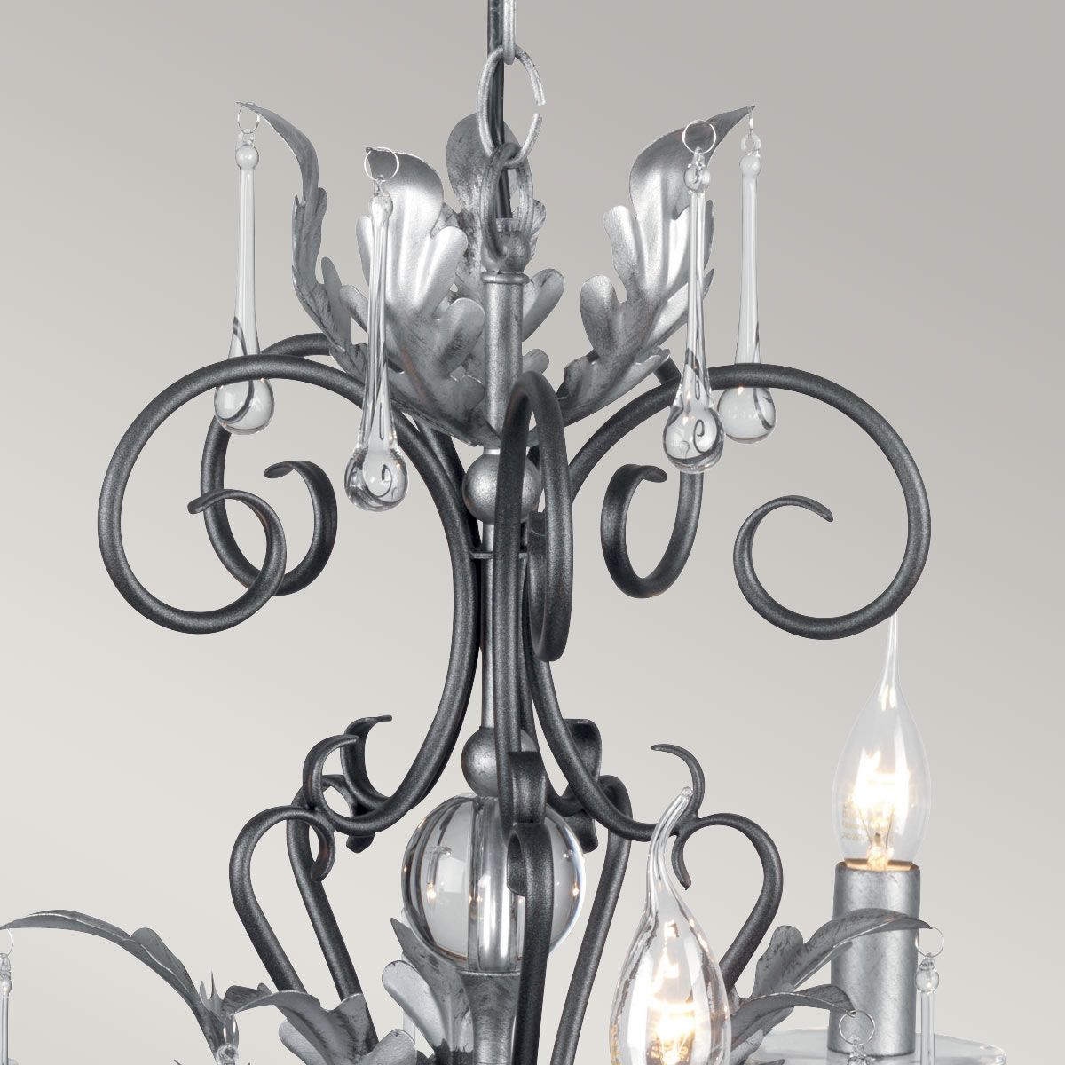 Amarilli Vintage Gothic Elegance 5 Light Chandelier in Black and Silver