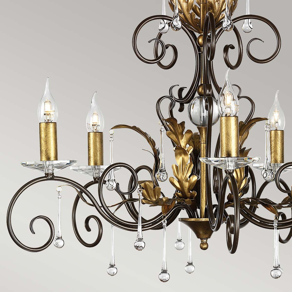 Amarilli Gothic Elegance Bronze and Gold 5 Light Chandelier