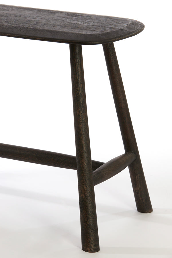 Rustic Wooden Bench with Carved Deer Accents, 90x33x46 cm, Dark Brown Finish