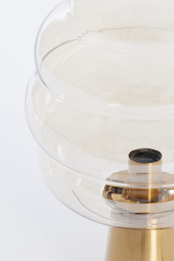 Artisan Amber Mist Glass Table Lamp with Gold Accents