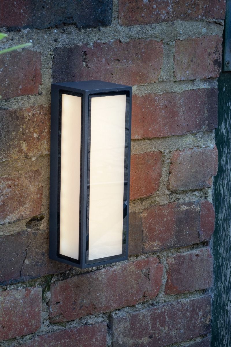 Arham Outdoor Wall Light Matt Grey Frosted Glass IP65 LED