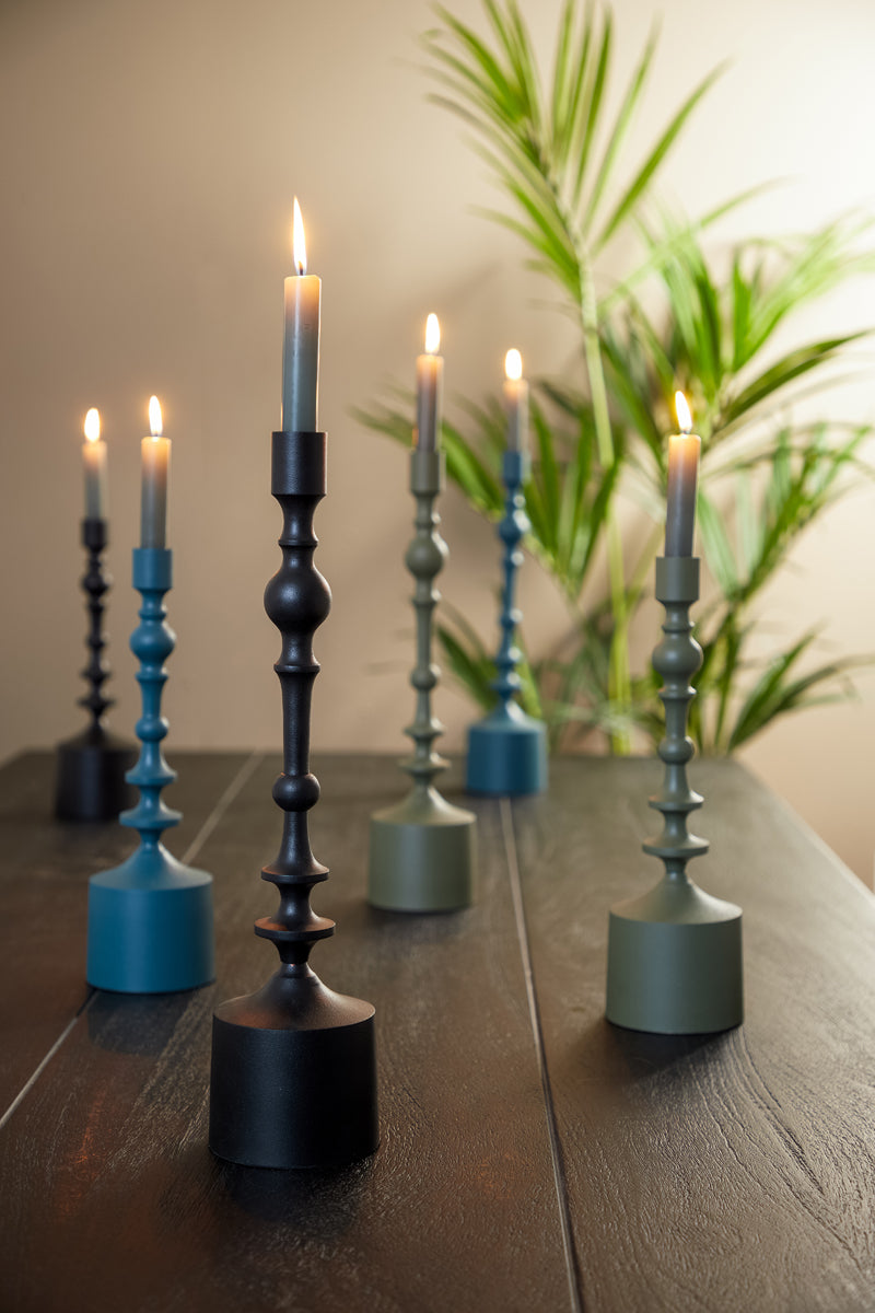 Tall Matte Black Sheva Candle Stand (Ø10x42 cm)