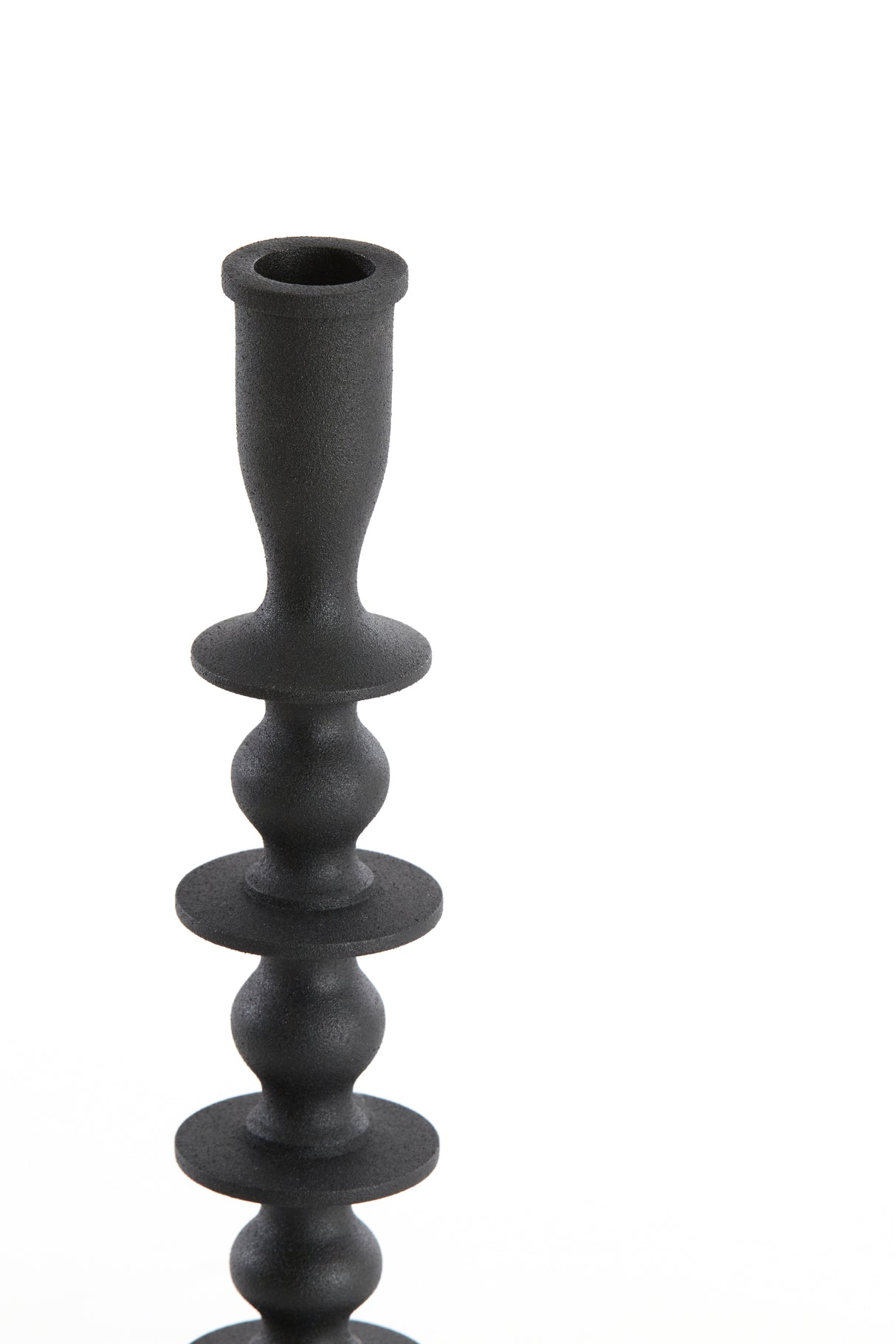 Elegant Black Matte Candle Holder, 34.5 cm