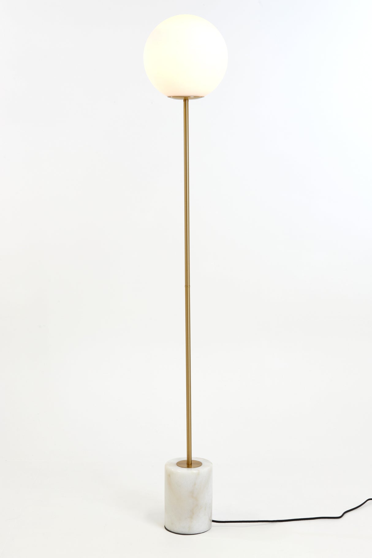 Antique Bronze and Matte White Glass Floor Lamp, 25x156 cm - Medina Design
