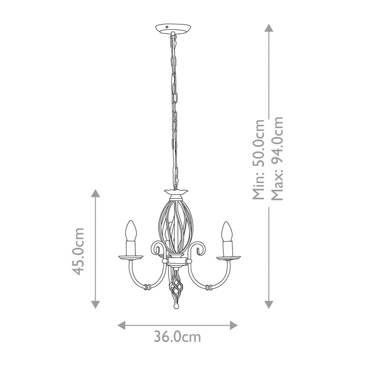 Elegant Artisan 3-Light Brass Chandelier with Ornate Scroll Design