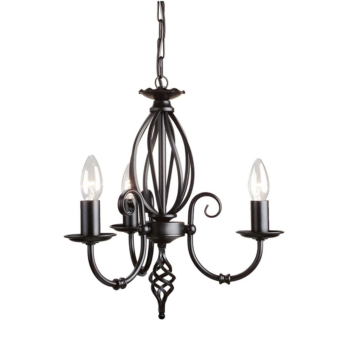 Timeless Black Steel Artisan Chandelier with Scroll Detailing