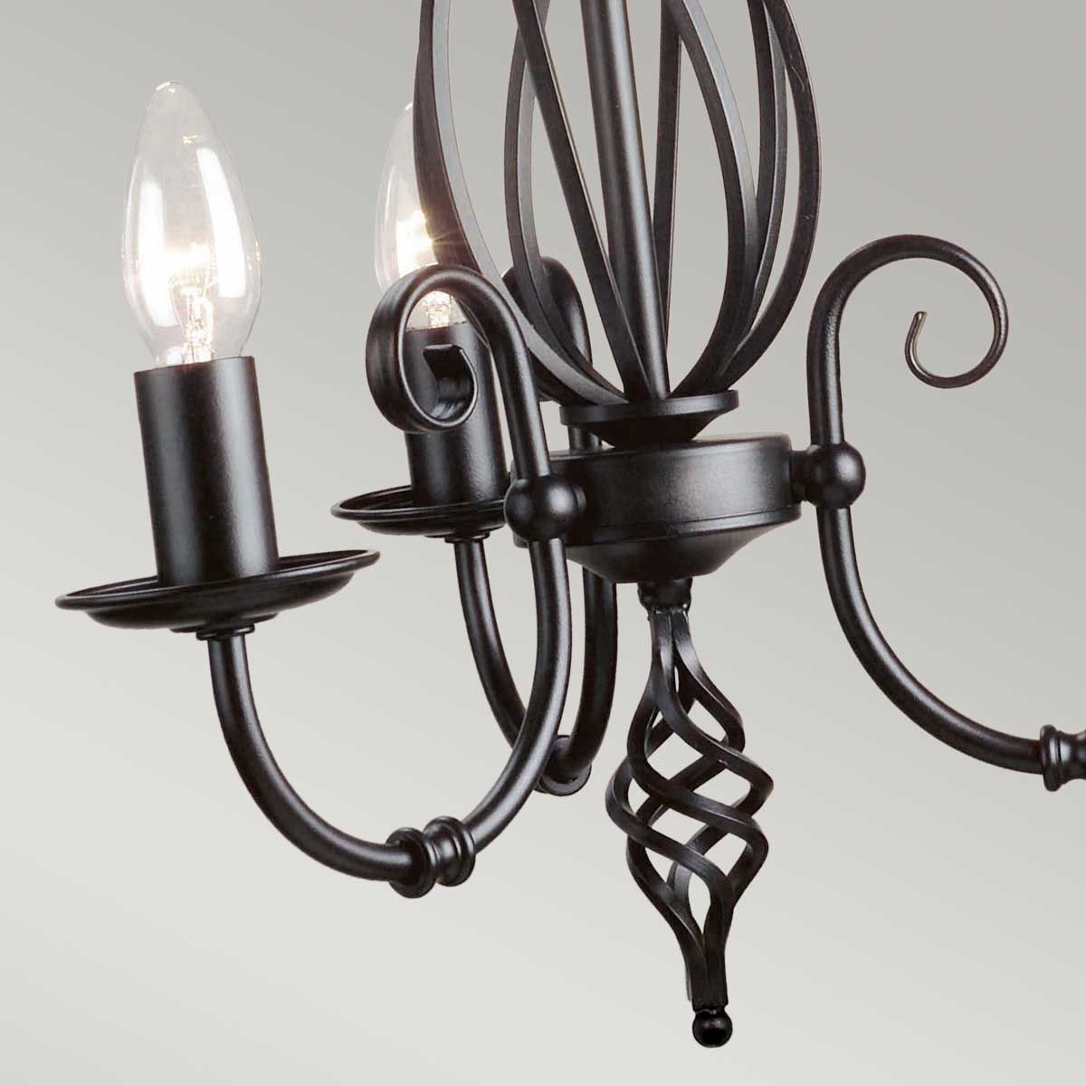 Timeless Black Steel Artisan Chandelier with Scroll Detailing