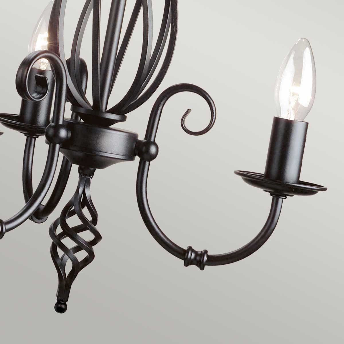 Timeless Black Steel Artisan Chandelier with Scroll Detailing