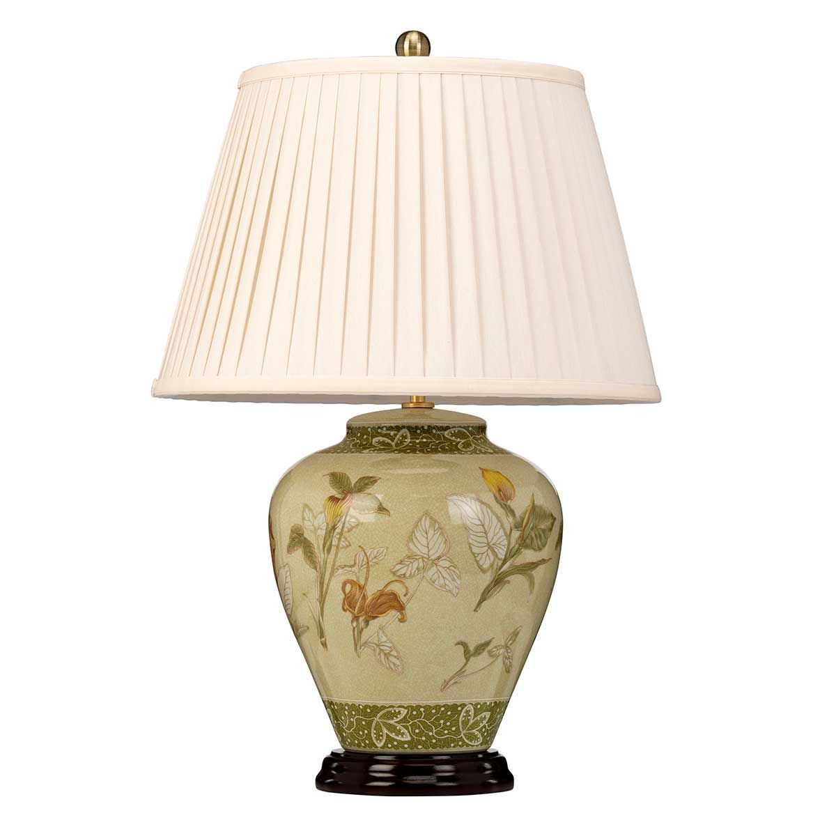 Elegant Arum Lily Porcelain Table Lamp with Pleated Shade