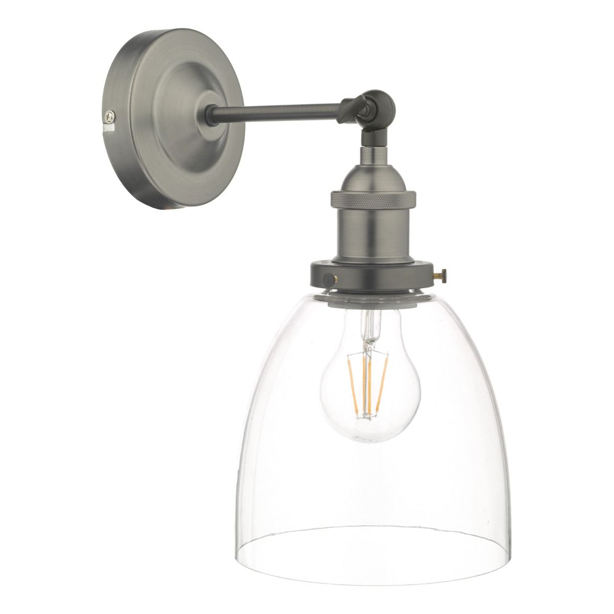 Arvin Industrial Wall Light Antique Chrome with Clear Glass Shade