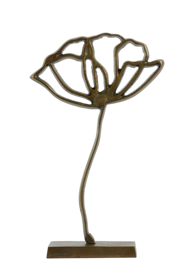 Antique Bronze Poppy Design Ornament with Base - 28x8.5x45 cm