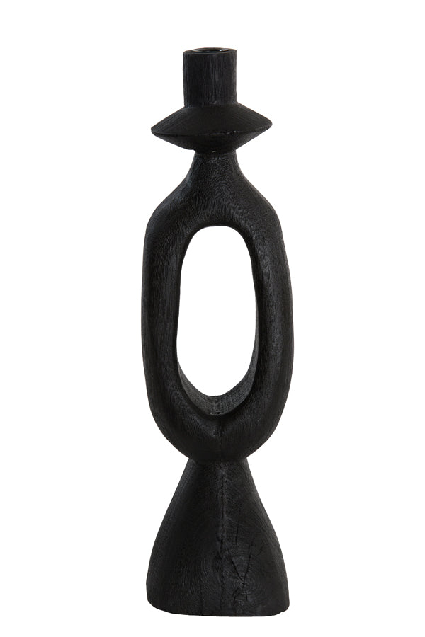 Elegant Django Black Wooden Candle Holder - 14x14x50 cm