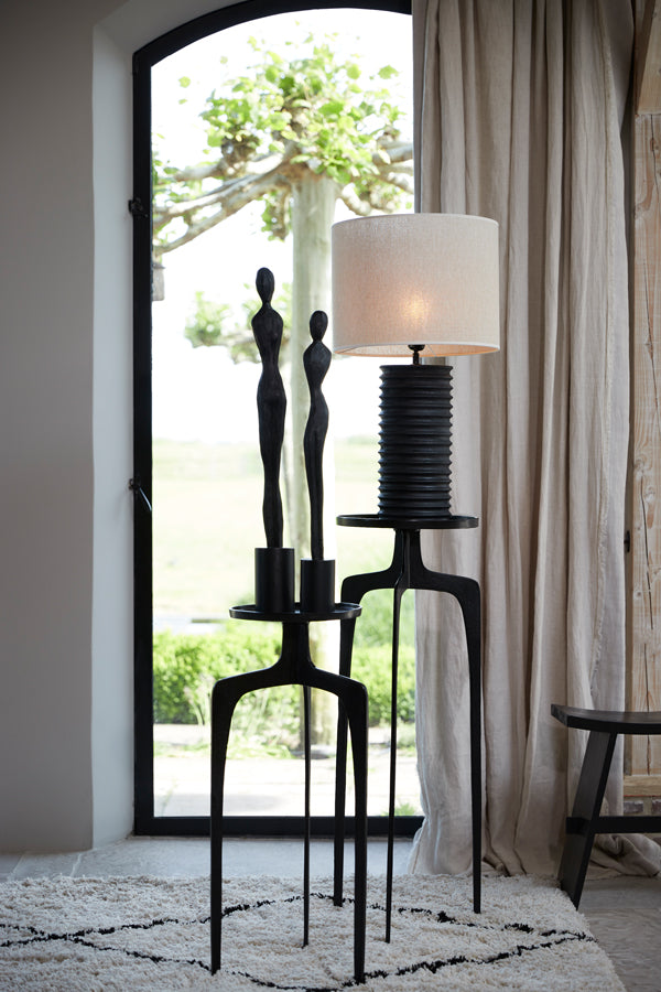 Title: Elegance in Ebony: 9.5x9.5x90 cm Matte Black Wood Sculpture