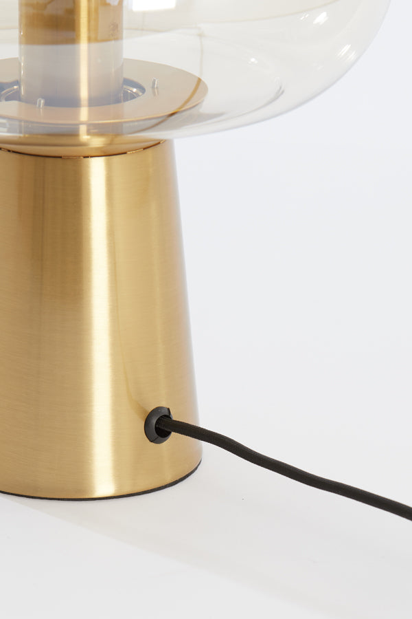 Artisan Amber Mist Glass Table Lamp with Gold Accents