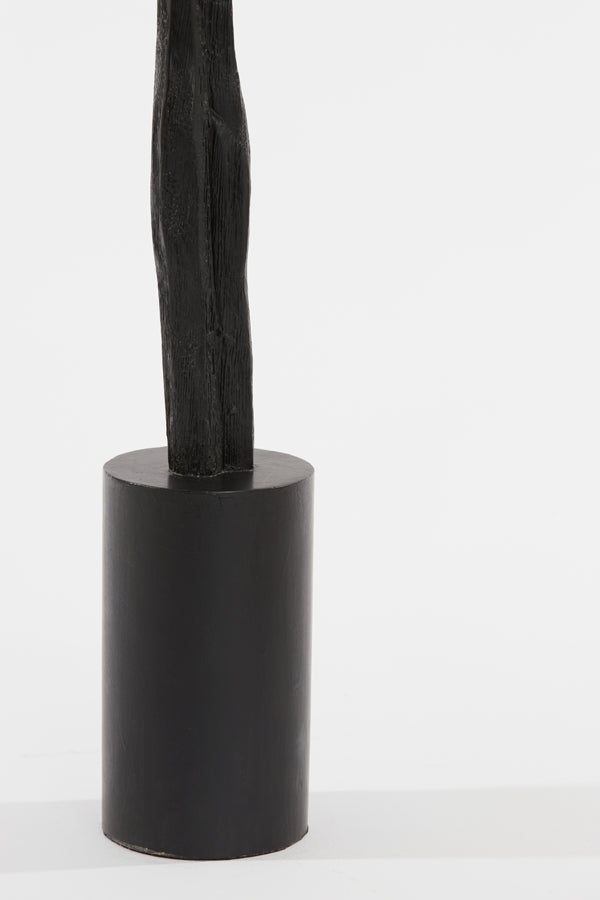 Title: Elegance in Ebony: 9.5x9.5x90 cm Matte Black Wood Sculpture
