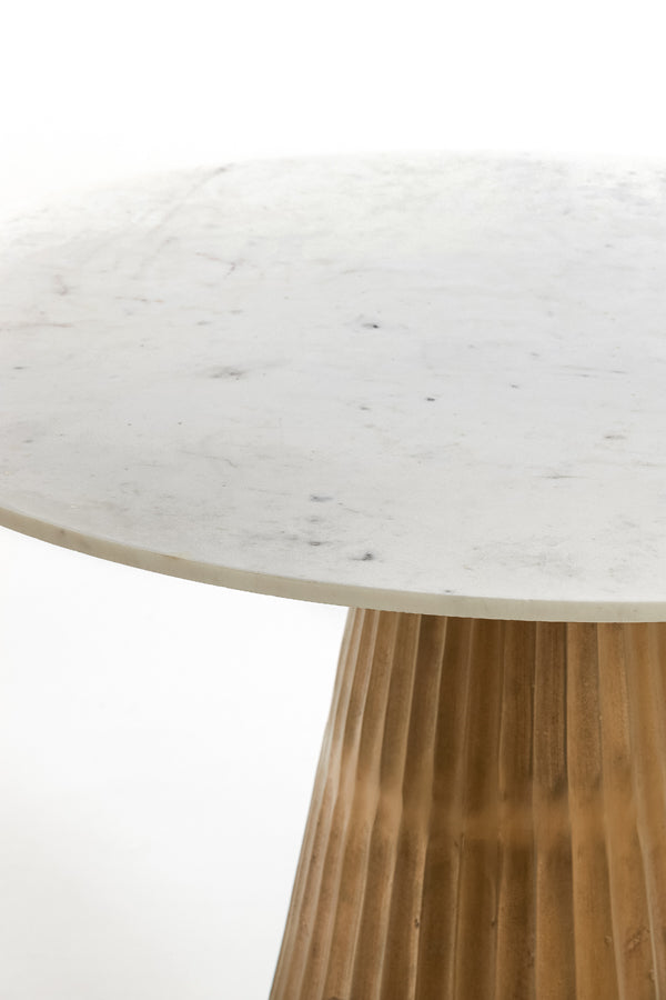 Round 100cm Dining Table in White Marble and Antique Bronze Finish