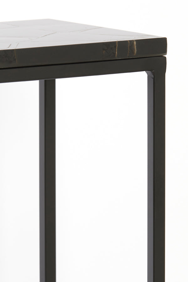 Dual Console Set in Elegant Black with Agate Accent - Sleek Design 120x25x72+140x25x82 cm