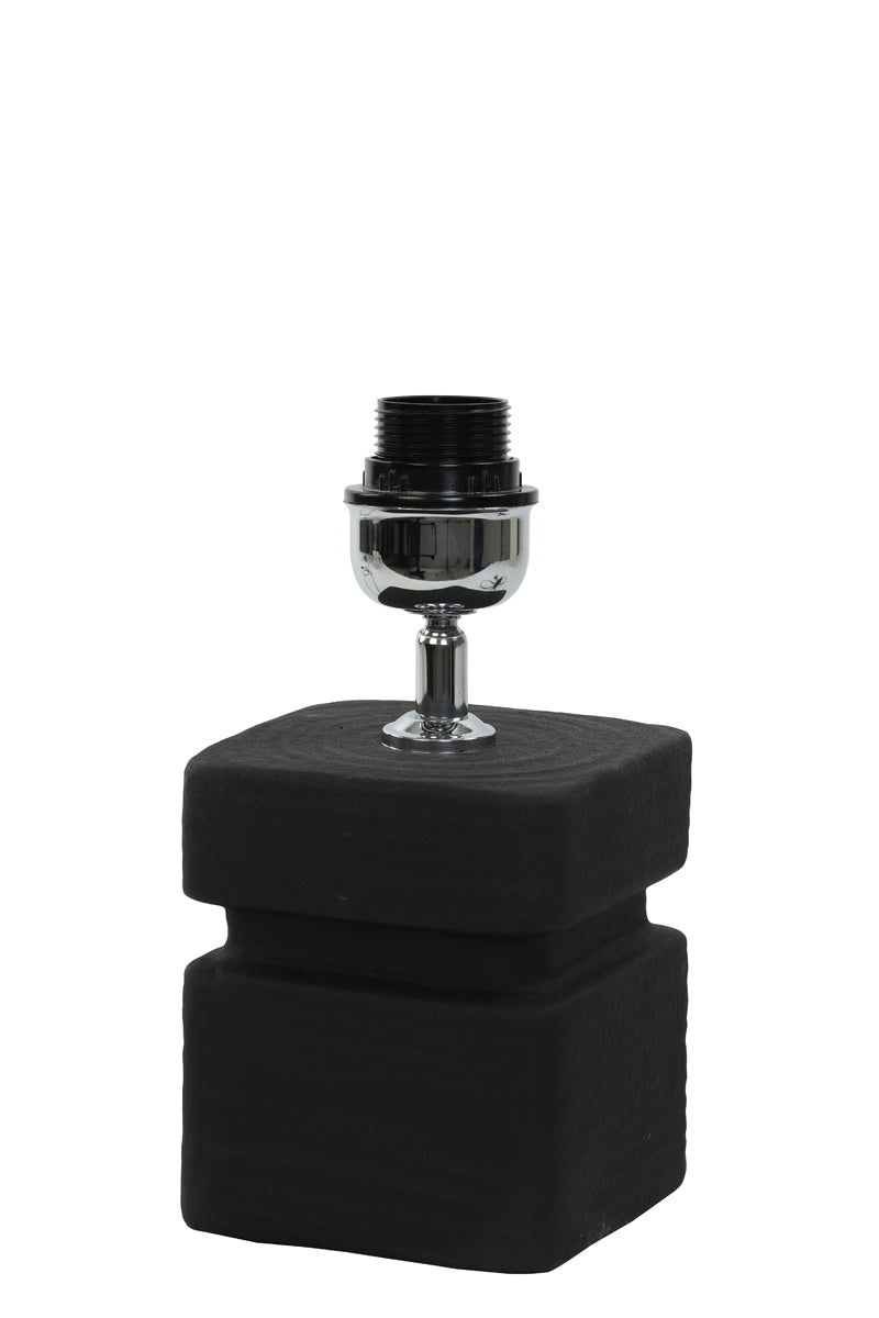 Sleek Black Ceramic Lamp Base, 12.5x12.5x24.5 cm
