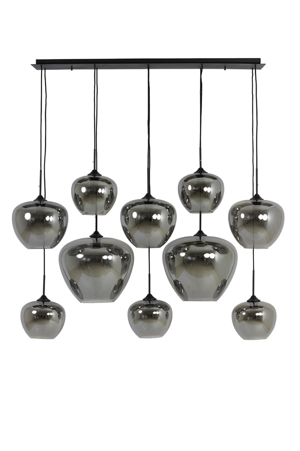 Elegant Mayson Chandelier 10-Light - Smoked Glass & Matte Black, 120x60x110 cm