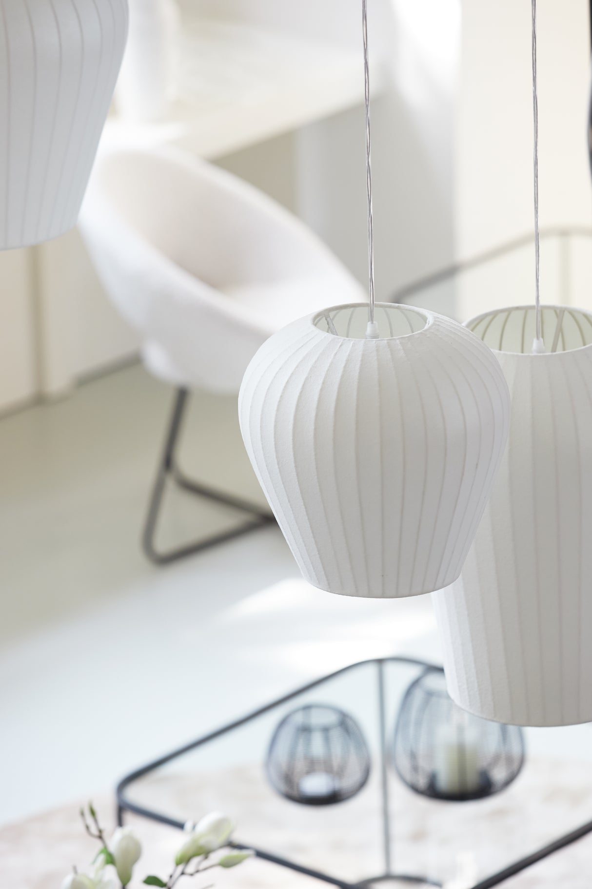 Elegant White Pendant Light - 30x30 cm