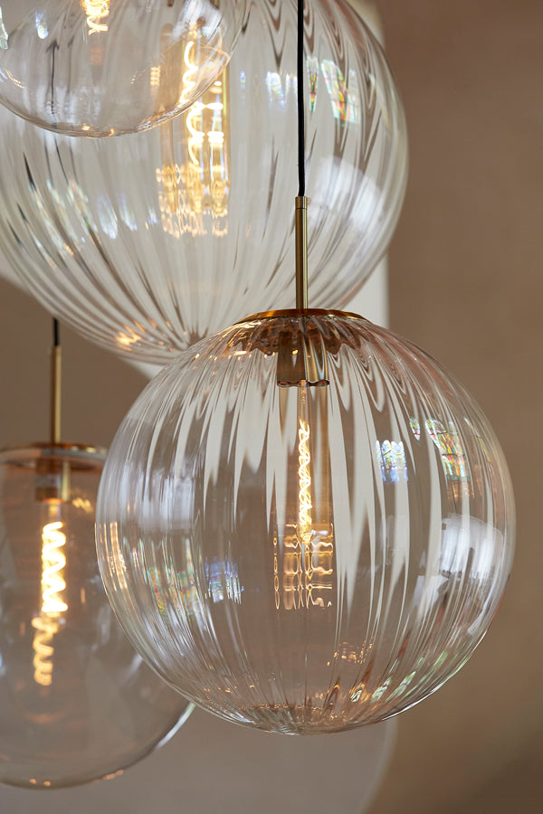 Elegant Ø40 cm Clear Glass Pendant Lamp with Gold Accents