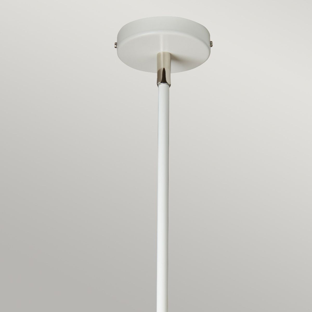 Contemporary Balance Pendant in White and Polished Nickel Finish