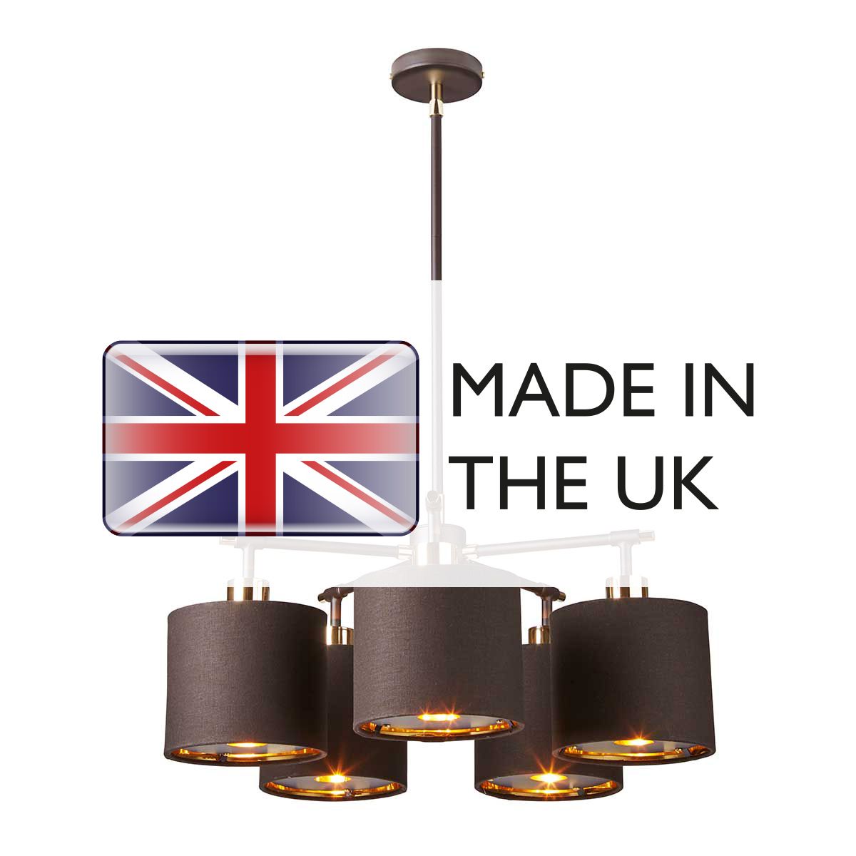 Elegant Balance 5 Light Chandelier in Mocha Brown and Polished Brass