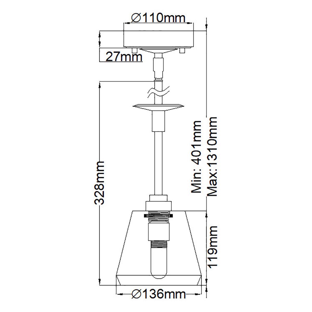 Agatha Polished Chrome Single Pendant Light - IP44 Rated for Bathrooms