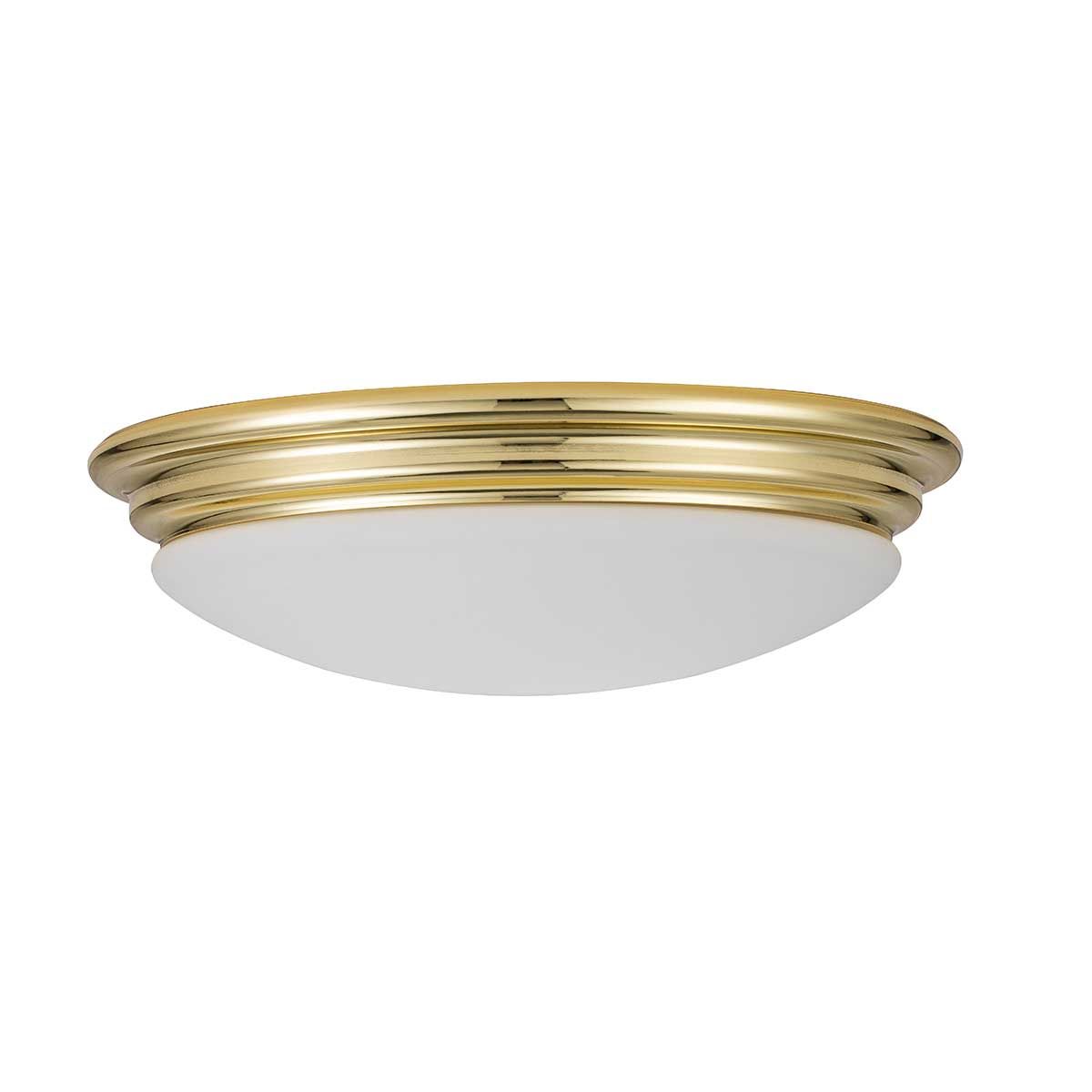 Brompton Polished Brass 1-Light Bathroom Flush Mount Fixture